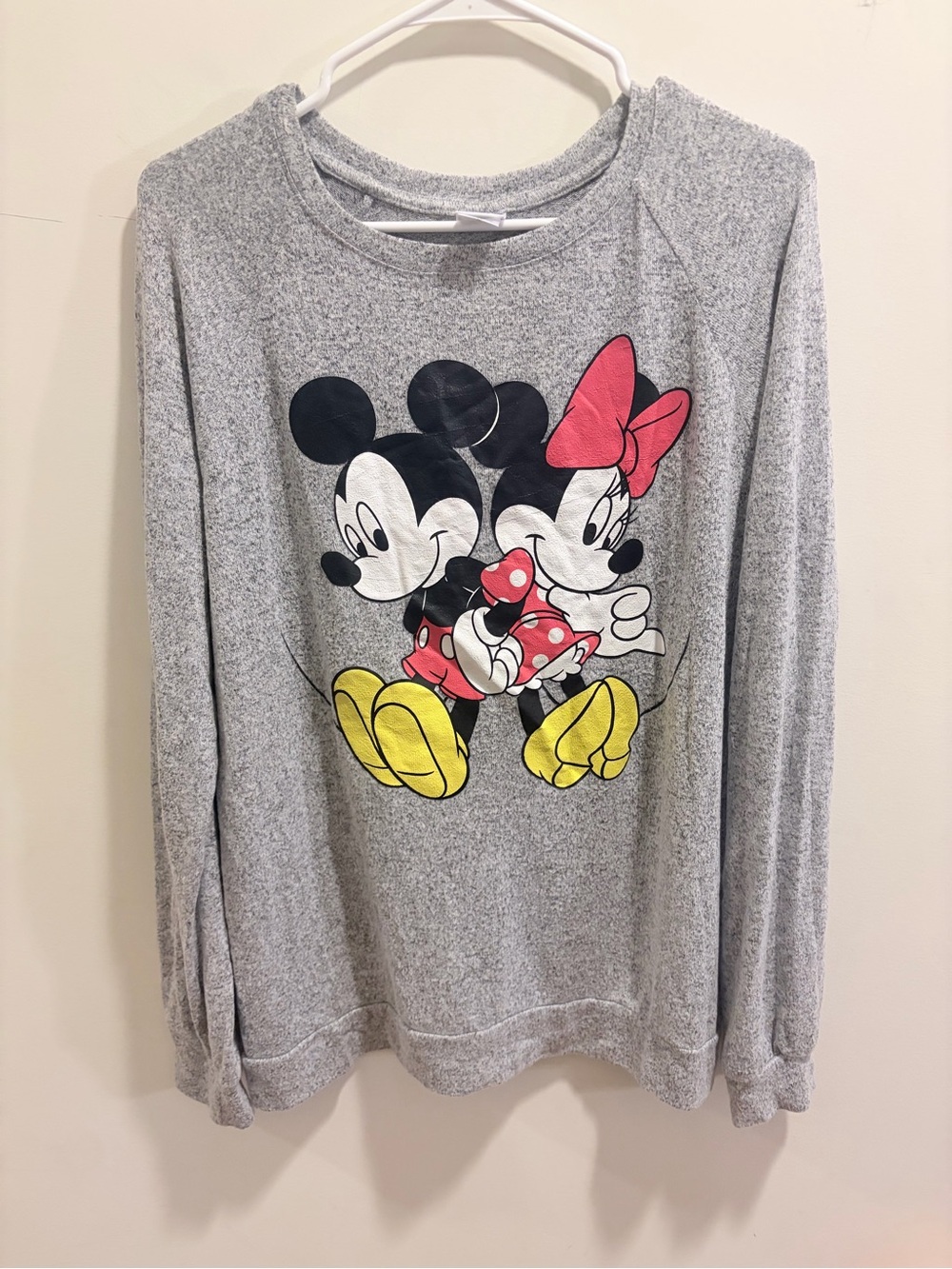 Disney Gray Crewneck Sweatshirt with Mickey & Minnie Graphic